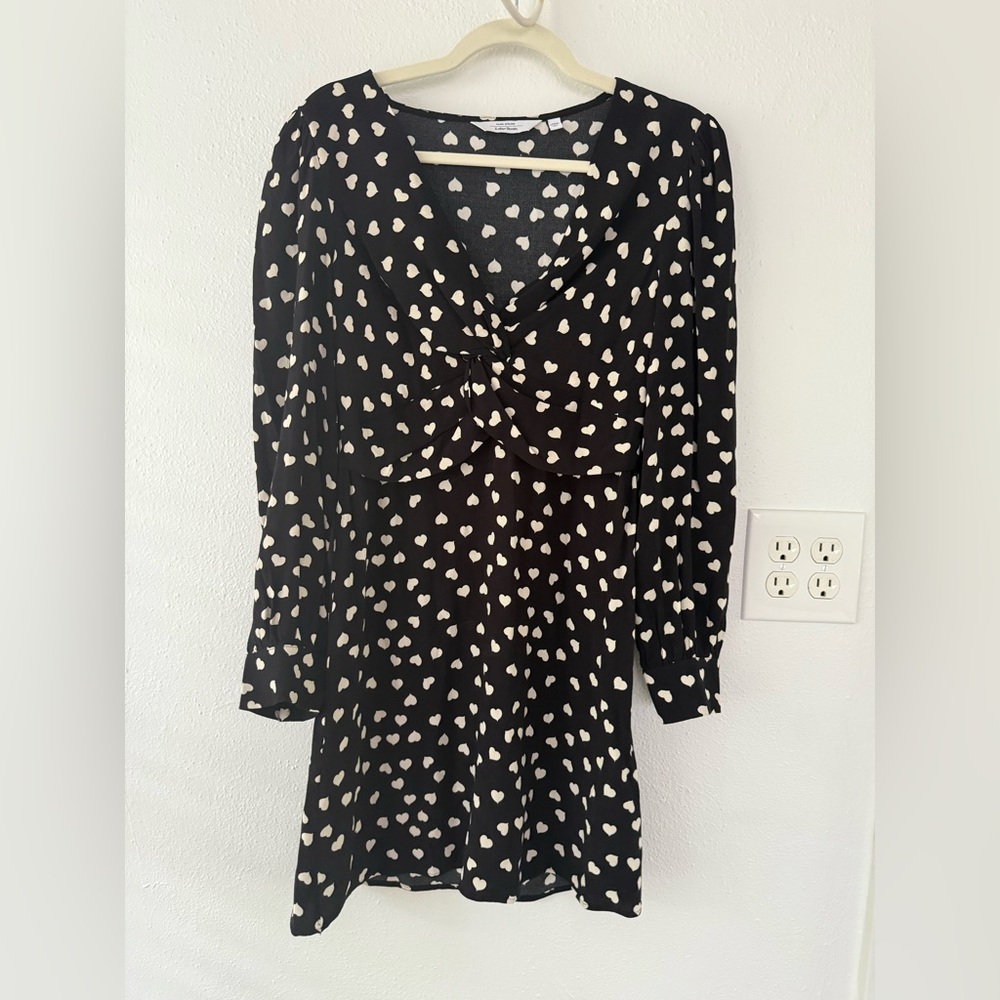 & Other Stories Black and Cream Heart Print Dress